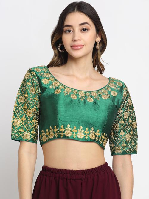 green silk embroidered blouse - 19294344 - Very Small Image - 1