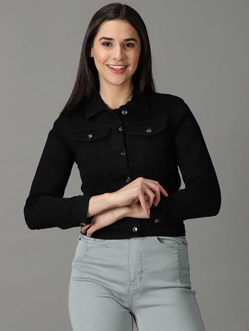 women black solid jacket - 19294551 - Very Small Image - 1