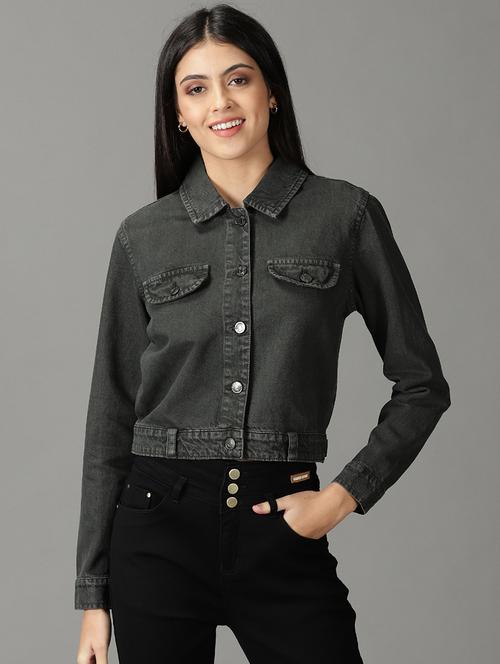 women black solid jacket - 19294558 - Very Small Image - 1