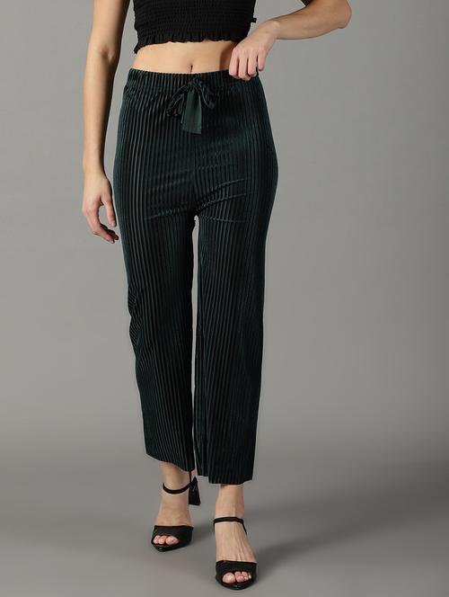 green solid trouser - 19295322 - Very Small Image - 1