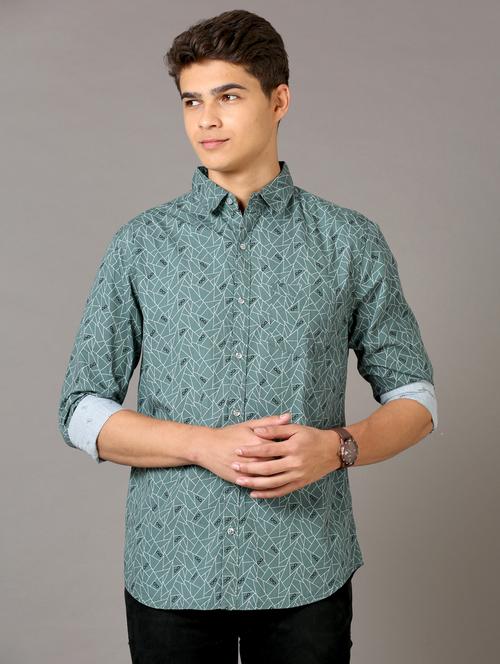 green cotton casual shirt - 19295395 - Very Small Image - 1
