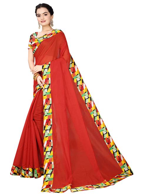 contrast bordered woven saree with blouse - 19295907 - Very Small Image - 1