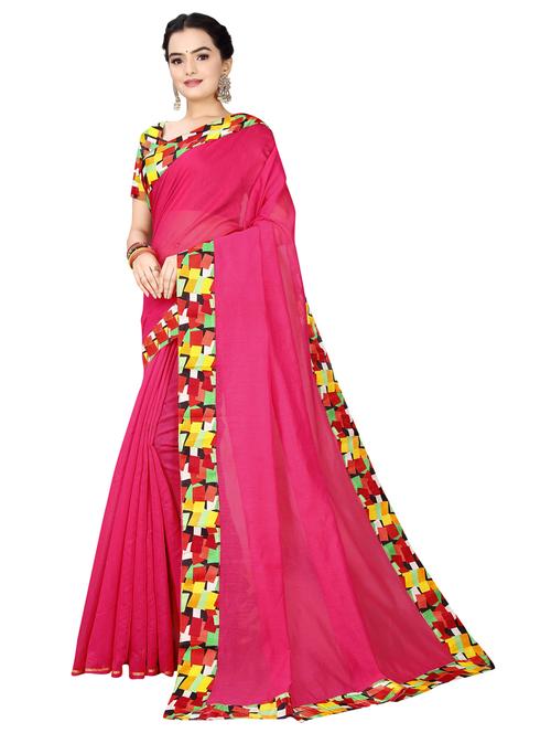contrast bordered woven saree with blouse - 19295908 - Very Small Image - 1
