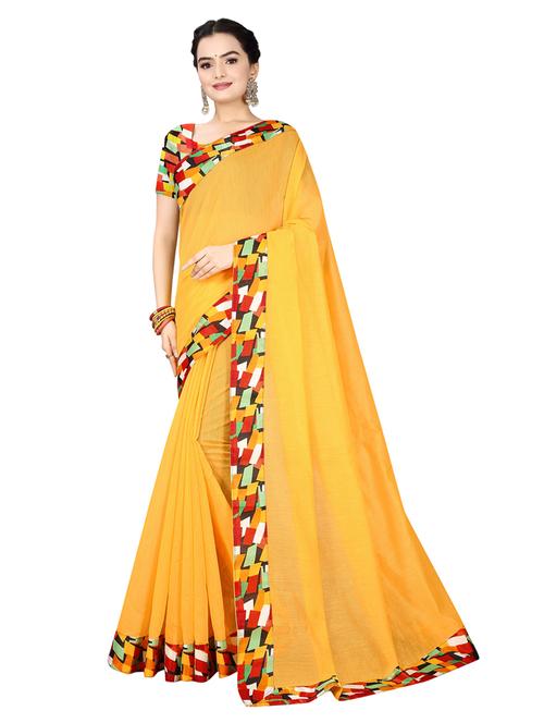 contrast bordered woven saree with blouse - 19295909 - Very Small Image - 1
