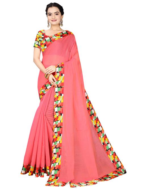 contrast bordered woven saree with blouse - 19295911 - Very Small Image - 1