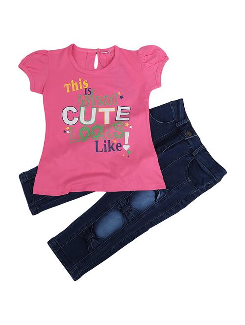 girls printed round neck casual set - 19296357 - Very Small Image - 1