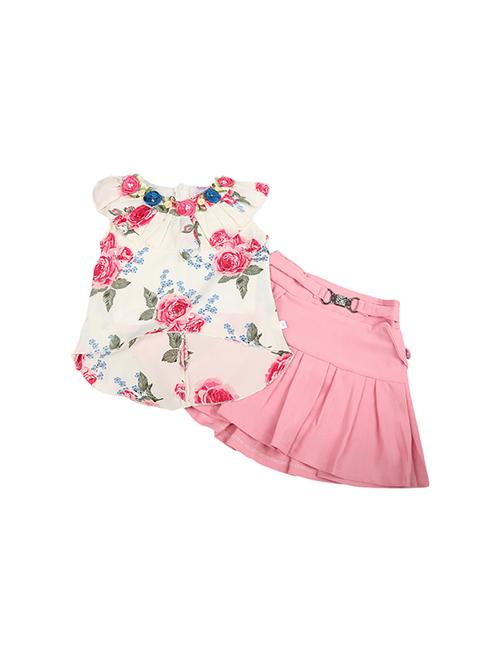 girls printed round neck casual set - 19296359 - Very Small Image - 1