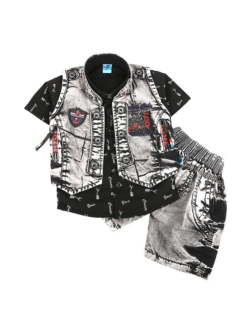 girls printed shirt collar casual set - 19296382 - Very Small Image - 1
