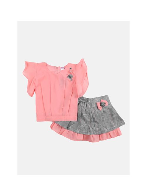 girls printed round neck skirt top - 19296492 - Very Small Image - 1