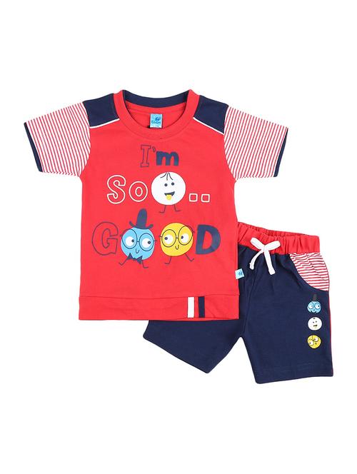 girls printed round neck short set - 19296505 - Very Small Image - 1