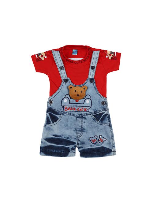 girl self designed round neck dungaree - 19296511 - Very Small Image - 1