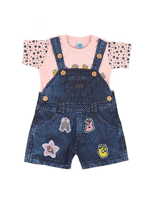 girls printed round neck dungaree - 19296514 - Very Small Image - 1
