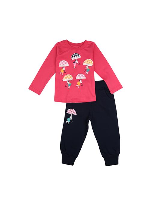 girls printed round neck casual set - 19296574 - Very Small Image - 1