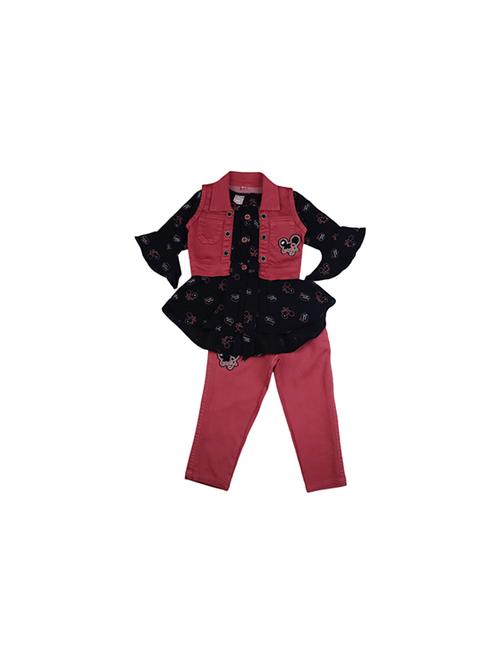 girls printed round neck casual set - 19296578 - Very Small Image - 1