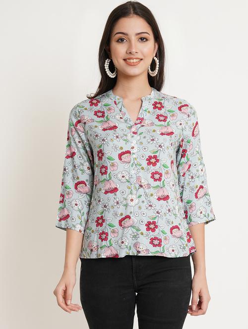 florals printed viscose regular top - 19298409 - Very Small Image - 1