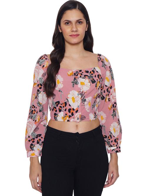 women's crop round neck top - 19298440 - Very Small Image - 1