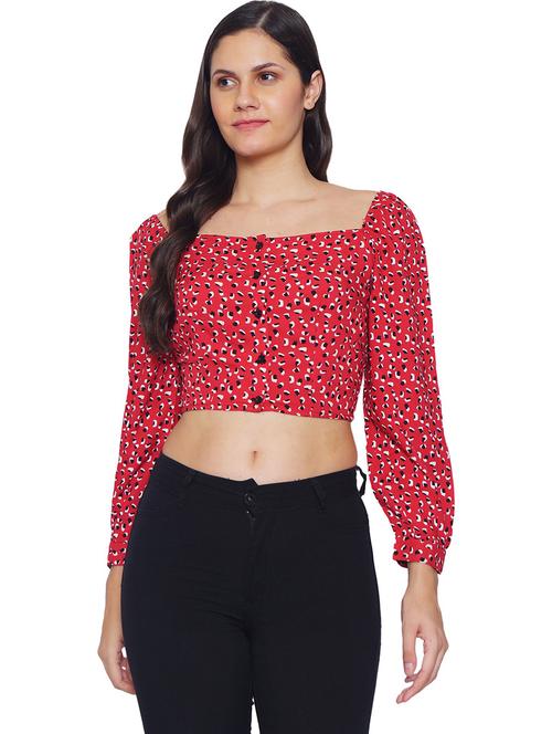 red printed crop top - 19298442 - Very Small Image - 1
