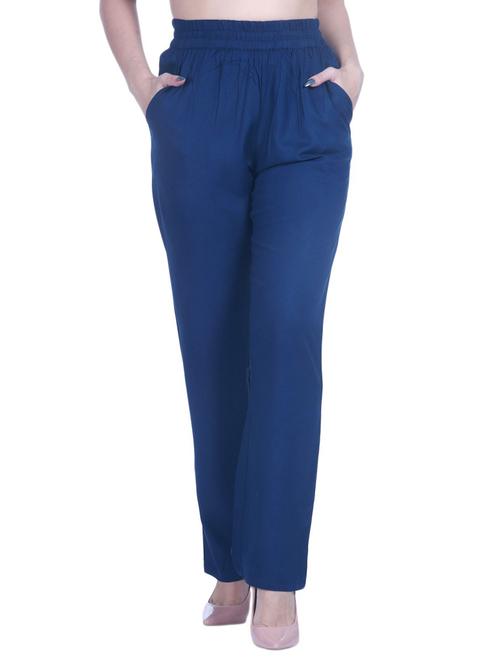 blue solid trouser - 19298629 - Very Small Image - 1