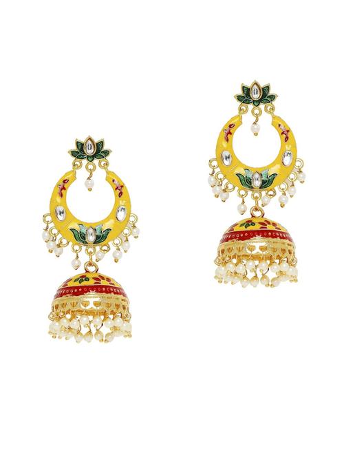 gold plated metal jhumka earring - 19299207 - Very Small Image - 1