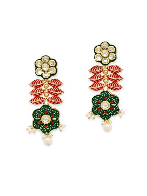 gold plated metal drop earring - 19299233 - Very Small Image - 1