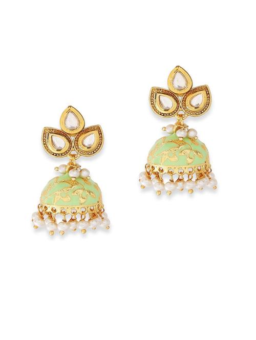 gold plated metal jhumka earring - 19299239 - Very Small Image - 1