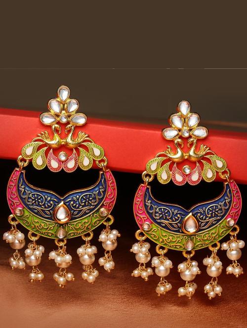 gold plated metal chandballi earring - 19299254 - Very Small Image - 1