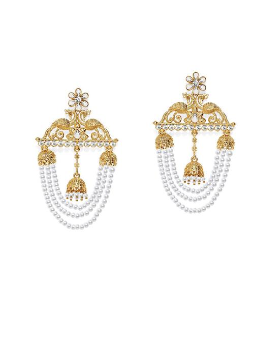 gold plated metal drop earring - 19299284 - Very Small Image - 1