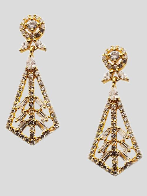 gold plated metal drop earring - 19299321 - Very Small Image - 1