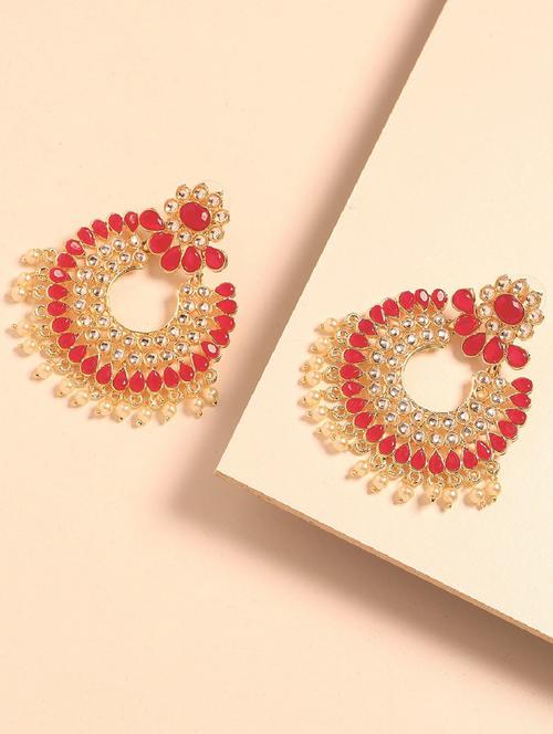 gold plated metal chandballi earring - 19299336 - Very Small Image - 1