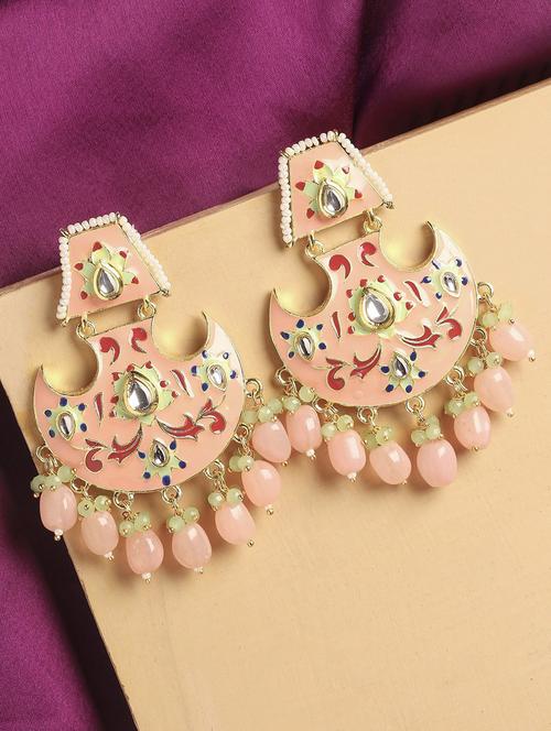 pink metal chandballi earring - 19299343 - Very Small Image - 1