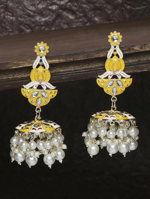 gold plated metal jhumka earring - 19299349 - Very Small Image - 1