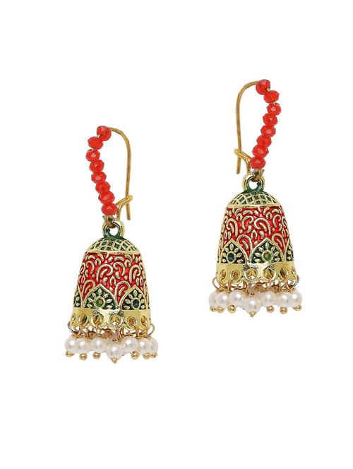 gold plated metal jhumka earring - 19299386 - Very Small Image - 1