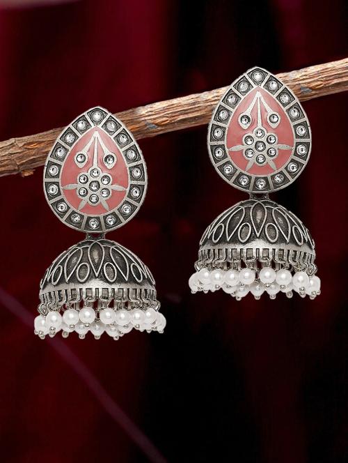 silver plated metal jhumka earring - 19299401 - Very Small Image - 1