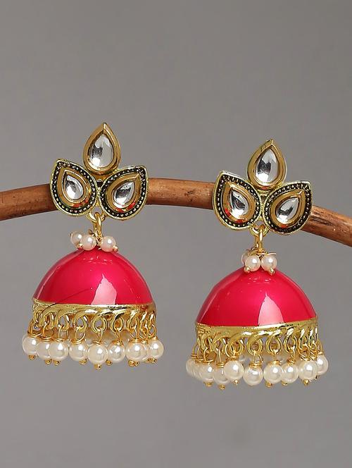 gold plated metal jhumka earring - 19299407 - Very Small Image - 1