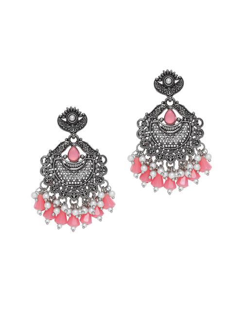 pink metal drop earring - 19299420 - Very Small Image - 1