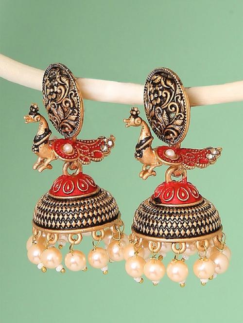 gold plated jhumka - 19299422 - Very Small Image - 1