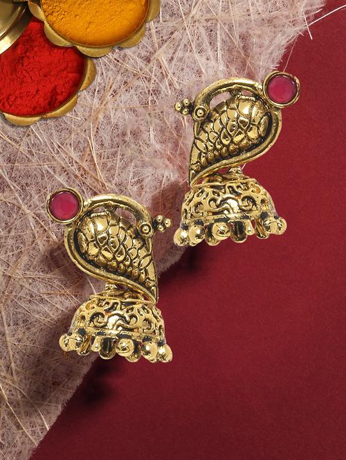 gold plated jhumka earring - 19299435 - Very Small Image - 1