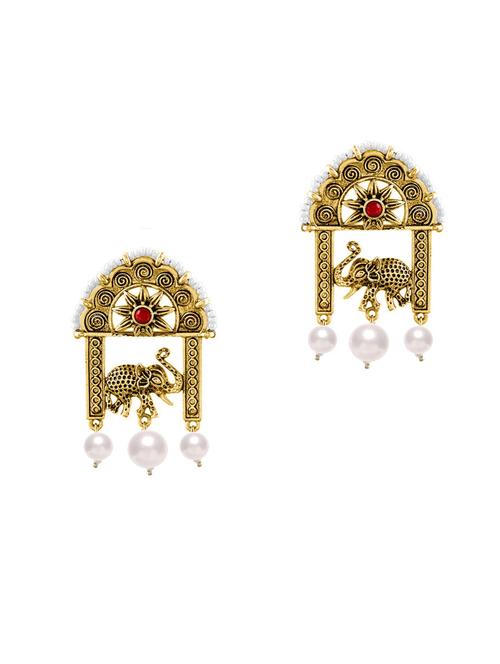 gold metal drop earring - 19299439 - Very Small Image - 1