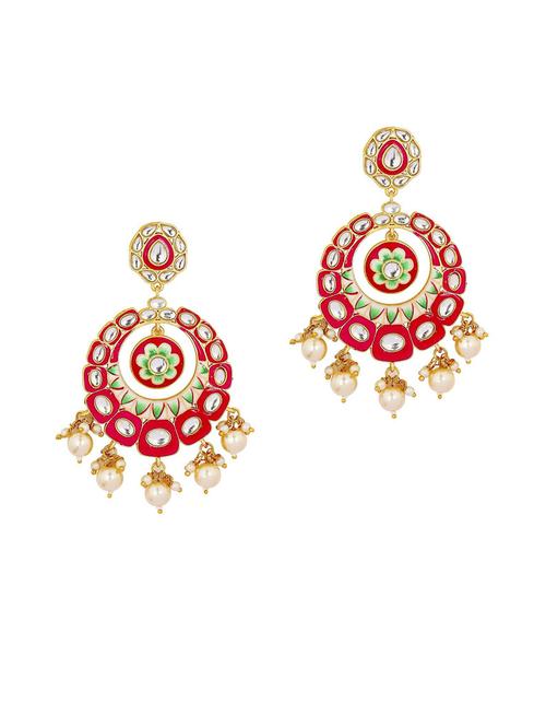 pink metal chandballi earring - 19299451 - Very Small Image - 1