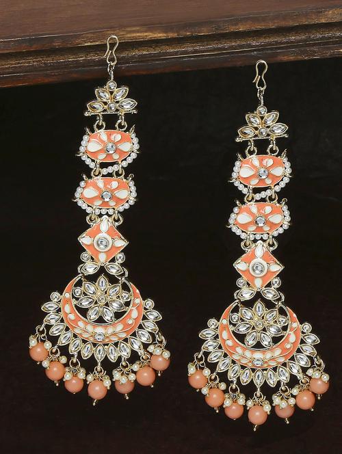 pink metal chandballi earring - 19299489 - Very Small Image - 1