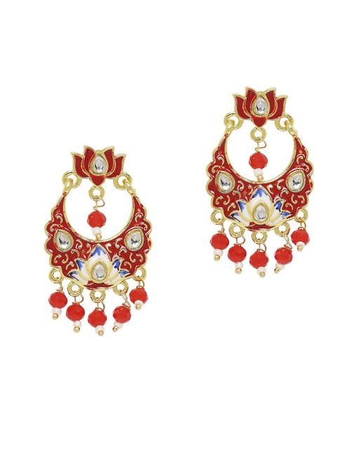 red metal drop earring - 19299517 - Very Small Image - 1