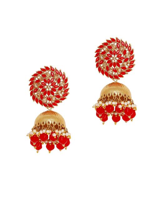 red metal jhumka earring - 19299538 - Very Small Image - 1