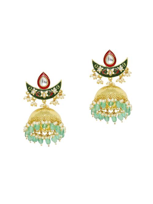 gold plated jhumka - 19299548 - Very Small Image - 1