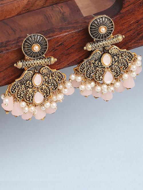 pink metal drop earring - 19299594 - Very Small Image - 1
