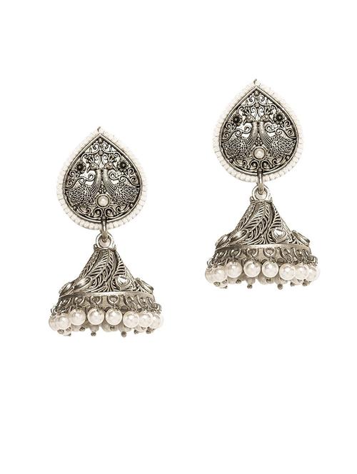 silver metal jhumka earring - 19299605 - Very Small Image - 1