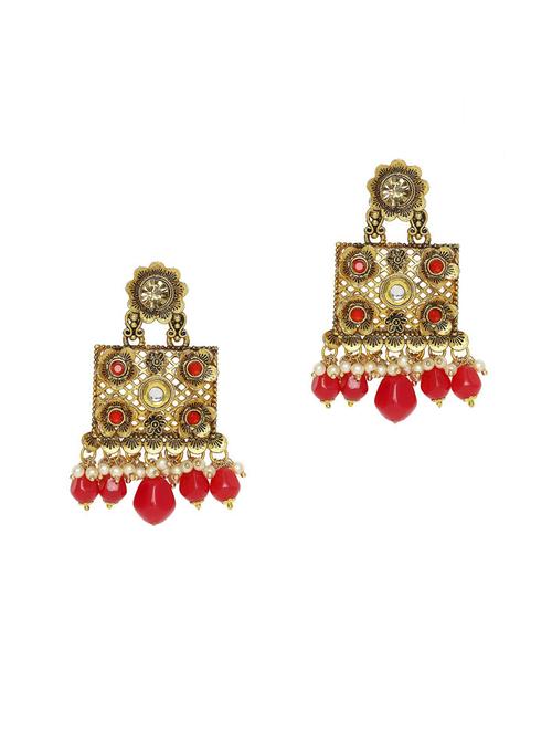 red metal drop earring - 19299607 - Very Small Image - 1