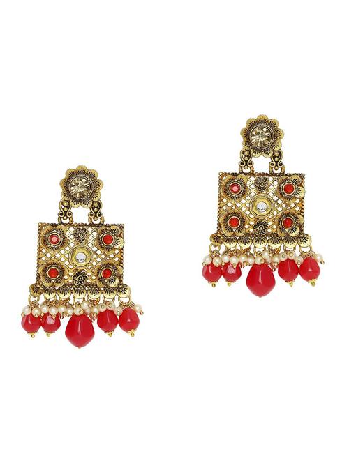 red metal drop earring - 19299612 - Very Small Image - 1