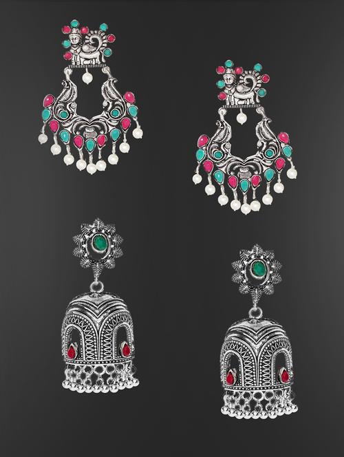 silver metal combo earring - 19299632 - Very Small Image - 1