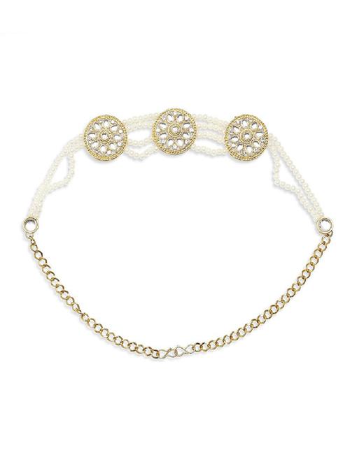 gold plated & pearl maatha patti - 19299949 - Very Small Image - 1