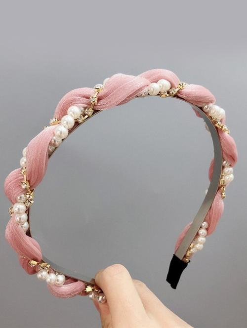 pink designer hairband - 19300000 - Very Small Image - 1